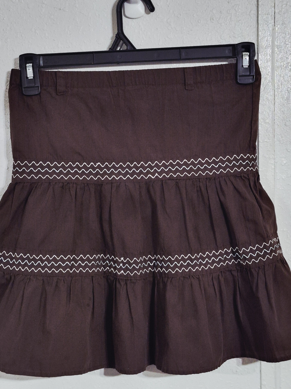 Sweet Y2K Boho Ruffle Tiered Skirt Chocolate Brown - Size 6